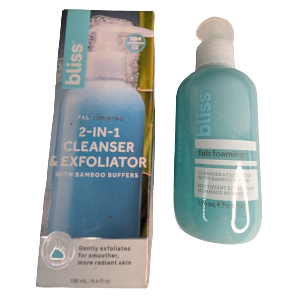 Bliss Fab Foaming 2-in-1 Cleanser & Exfoliator with Bamboo Buffers 6.4oz New